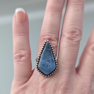 Size 6 Adjustable Sterling Silver Overlay Lapis Gemstone Ring